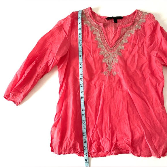 Pink Gauzy Silk Silver Embellished Express Blouse Medium M - Picture 5 of 9